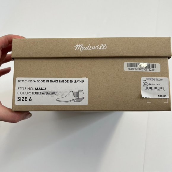 Madewell Low Chelsea Boot in snake embossed leather size 6 - Picture 7 of 7